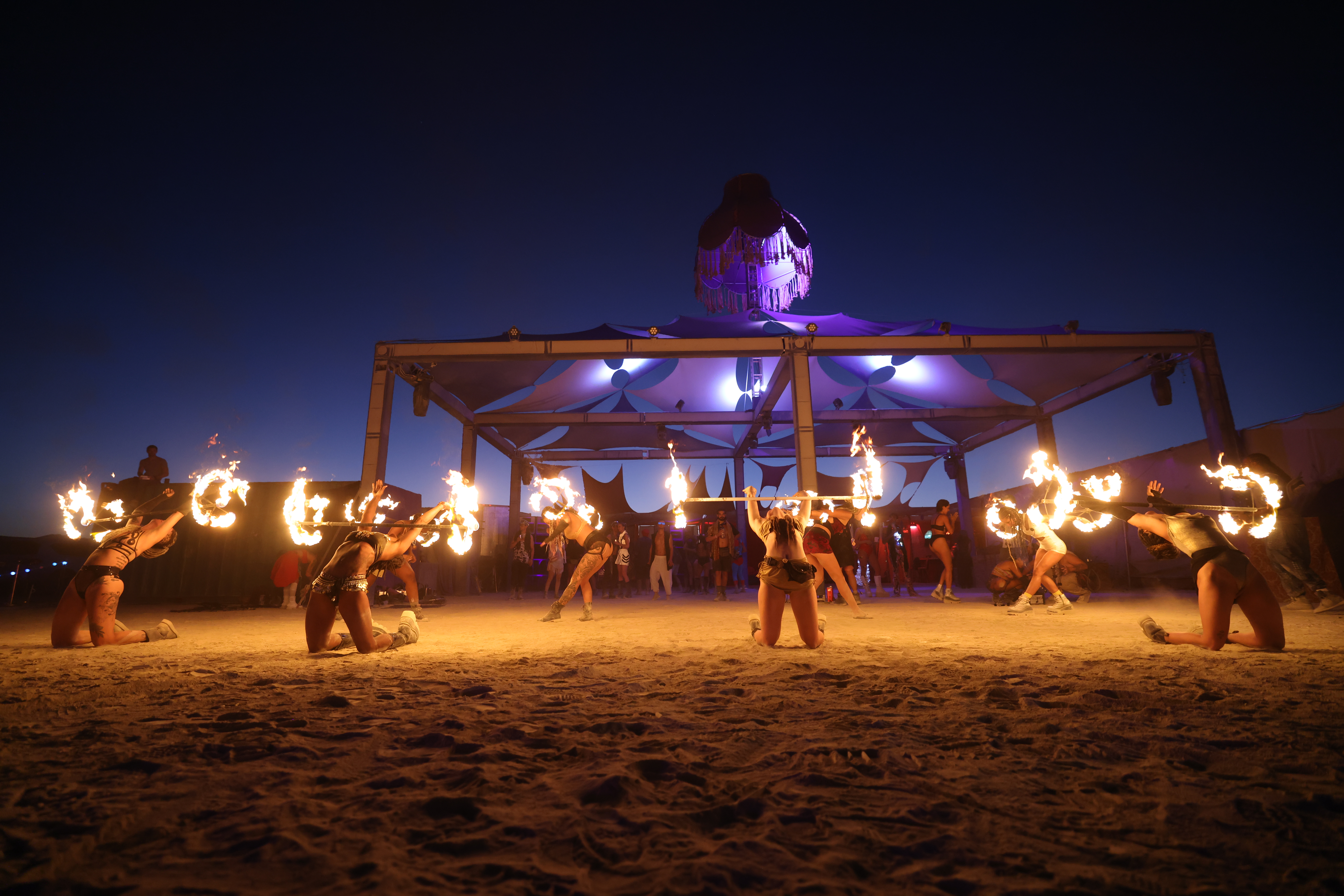Burning Man dragon fire performance